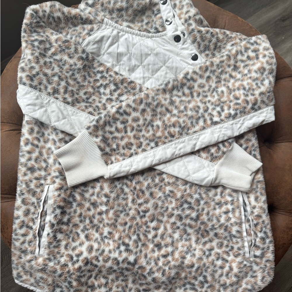 Leopard Print Pullover with Quilted Accents